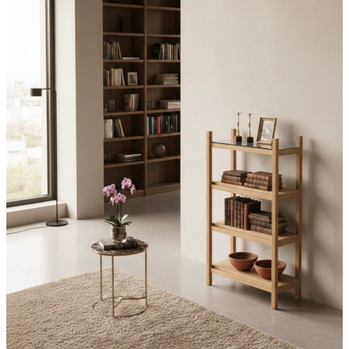 REGAŁ NA KSIĄŻKI  DREWNO LITE DĄB JESION OLCHA RNK-19